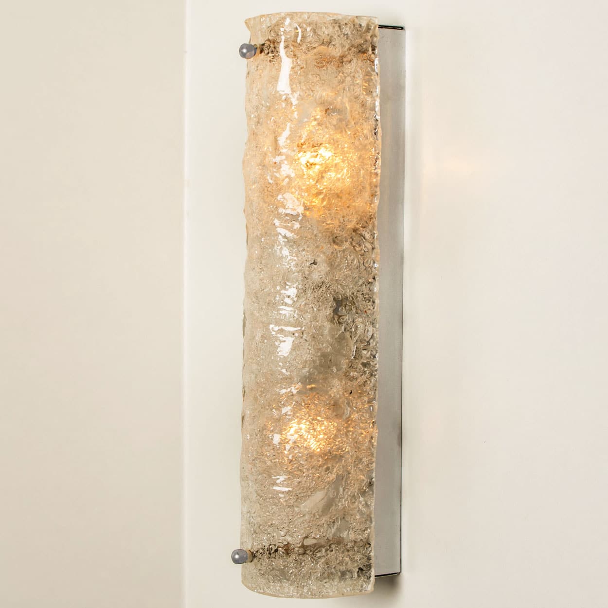 1 of the 4 Short Ice Glass Wall Light Fixtures by Hillebrand, Germany, 1960