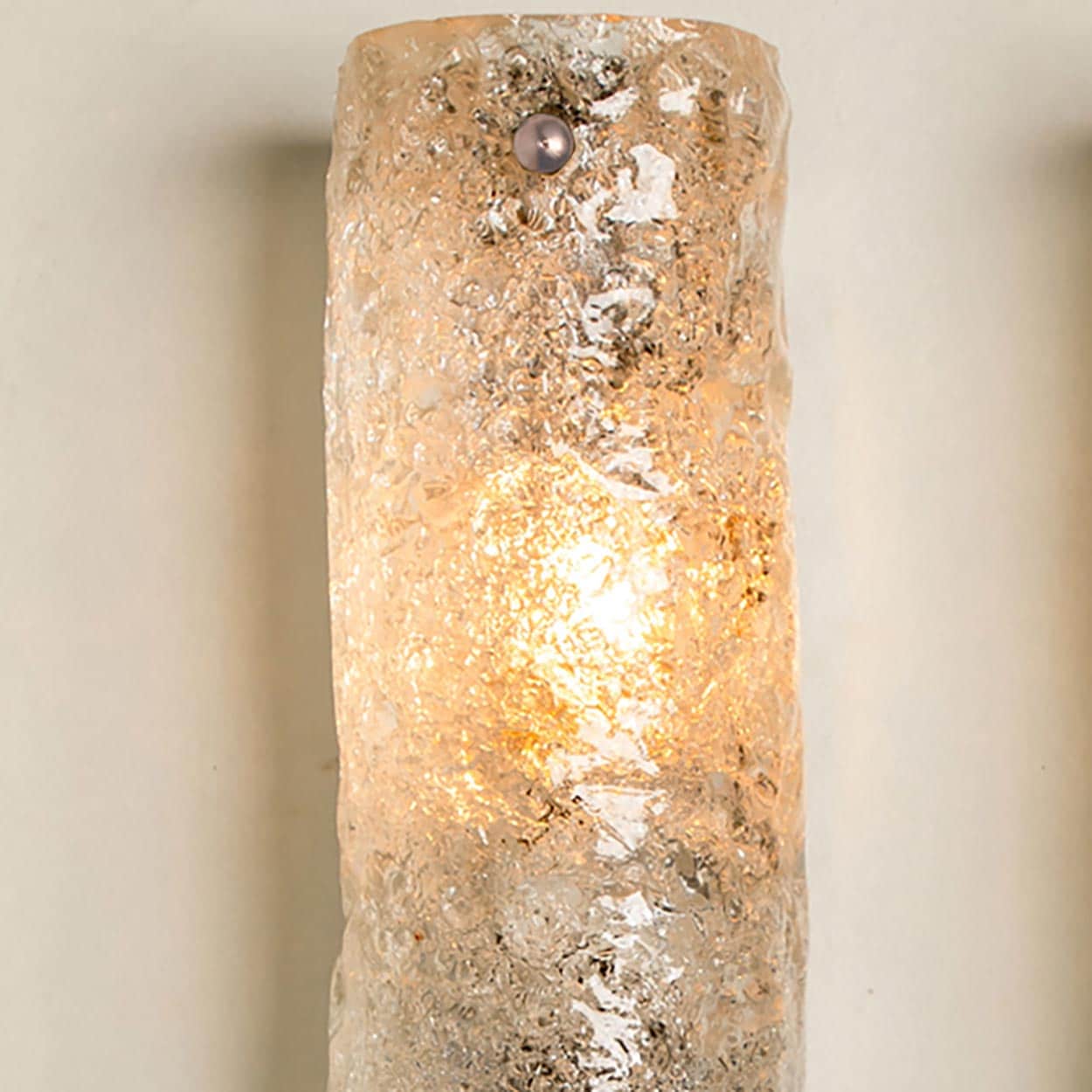 1 of the 4 Short Ice Glass Wall Light Fixtures by Hillebrand, Germany, 1960
