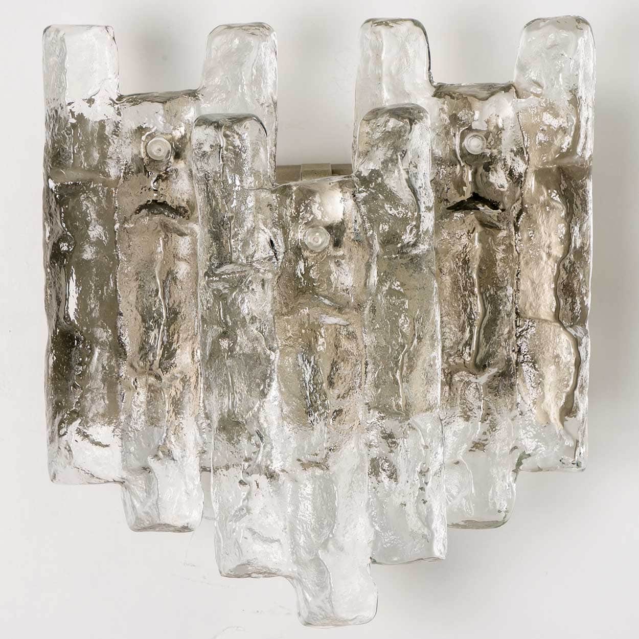 1 of the 3 Textured Ice glass Wall Lights Kalmar, 1970s