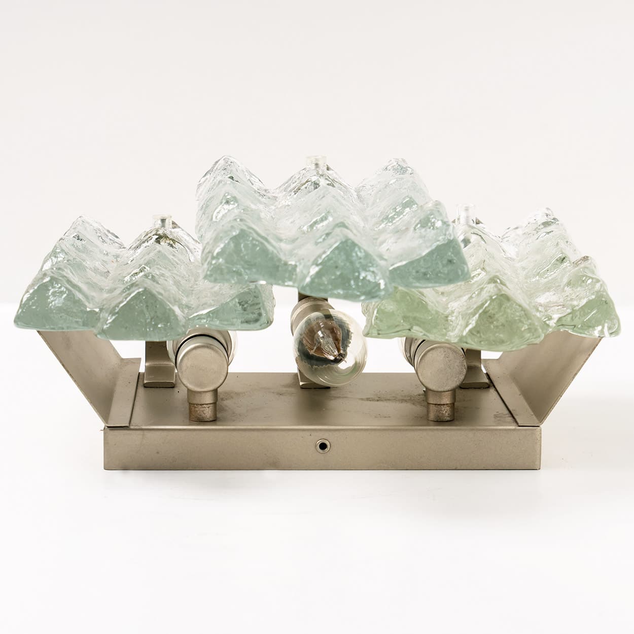 1 of the 3 Textured Ice glass Wall Lights Kalmar, 1970s