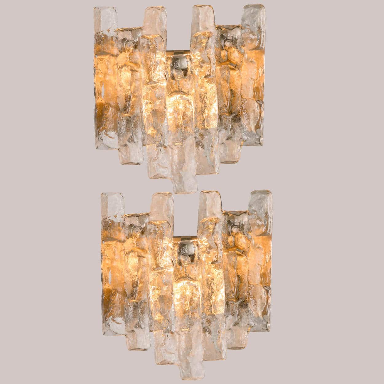 1 of the 3 Textured Ice glass Wall Lights Kalmar, 1970s