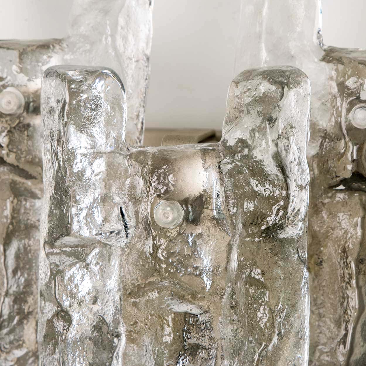 1 of the 3 Textured Ice glass Wall Lights Kalmar, 1970s
