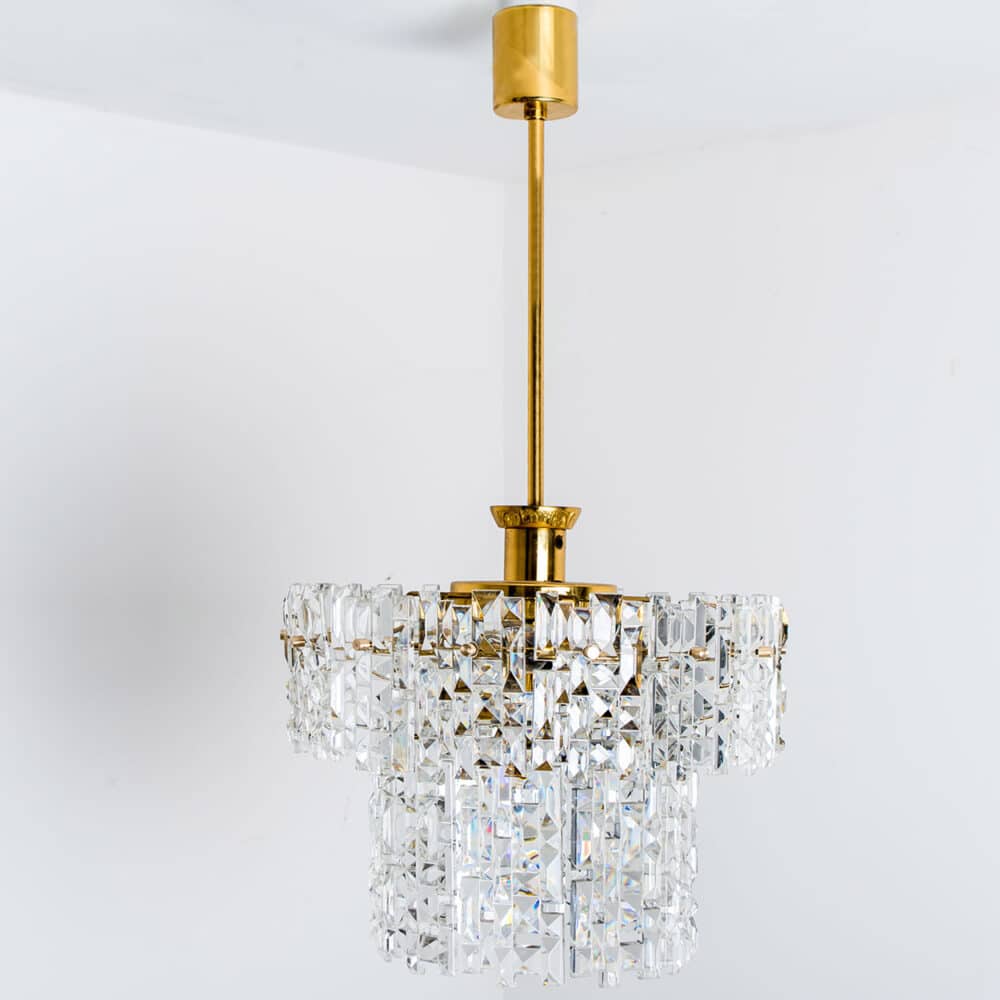 Spectactular Brass and Crystal Kinkeldey Pendant Light, 1970
