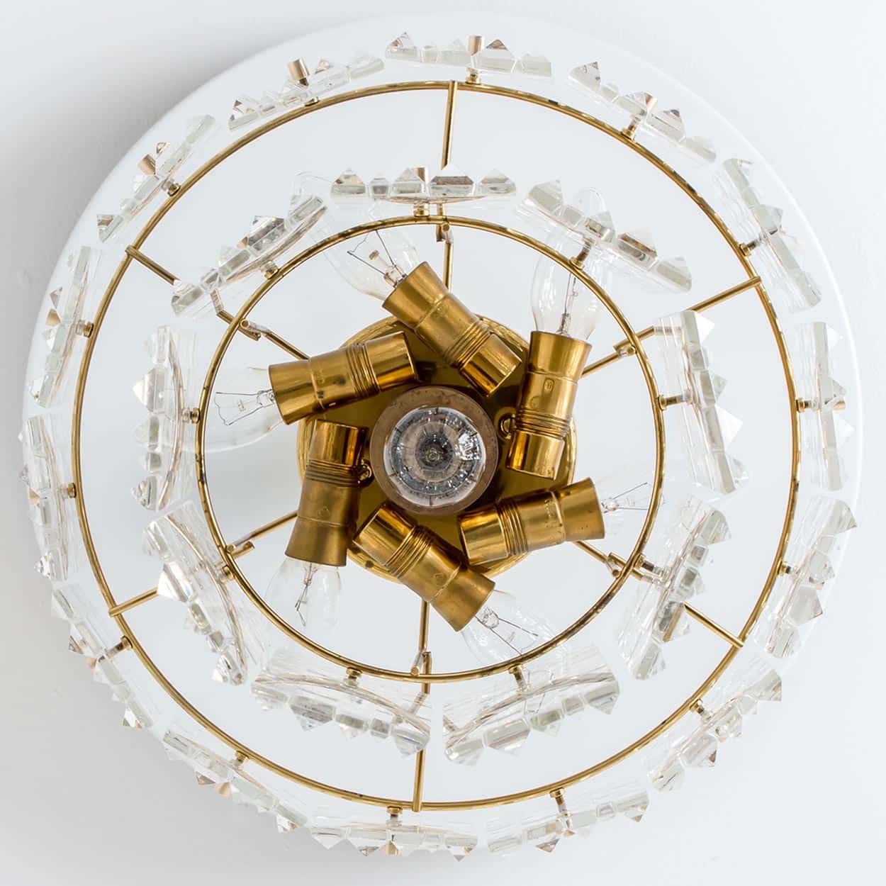 Spectactular Brass and Crystal Kinkeldey Pendant Light, 1970