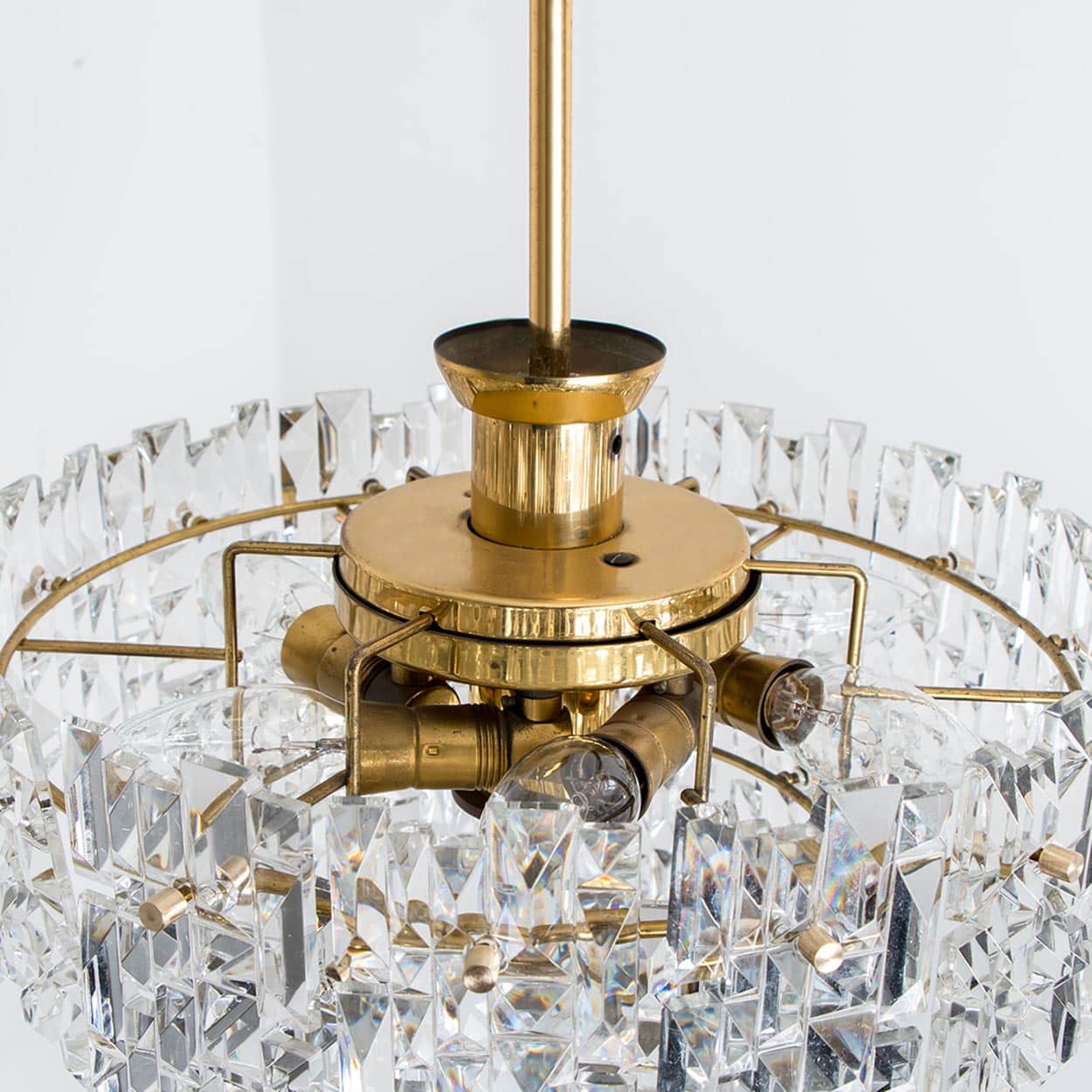 Spectactular Brass and Crystal Kinkeldey Pendant Light, 1970