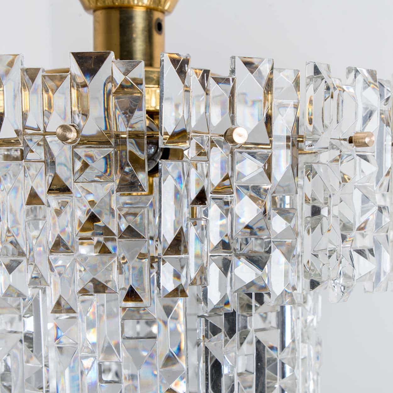 Spectactular Brass and Crystal Kinkeldey Pendant Light, 1970