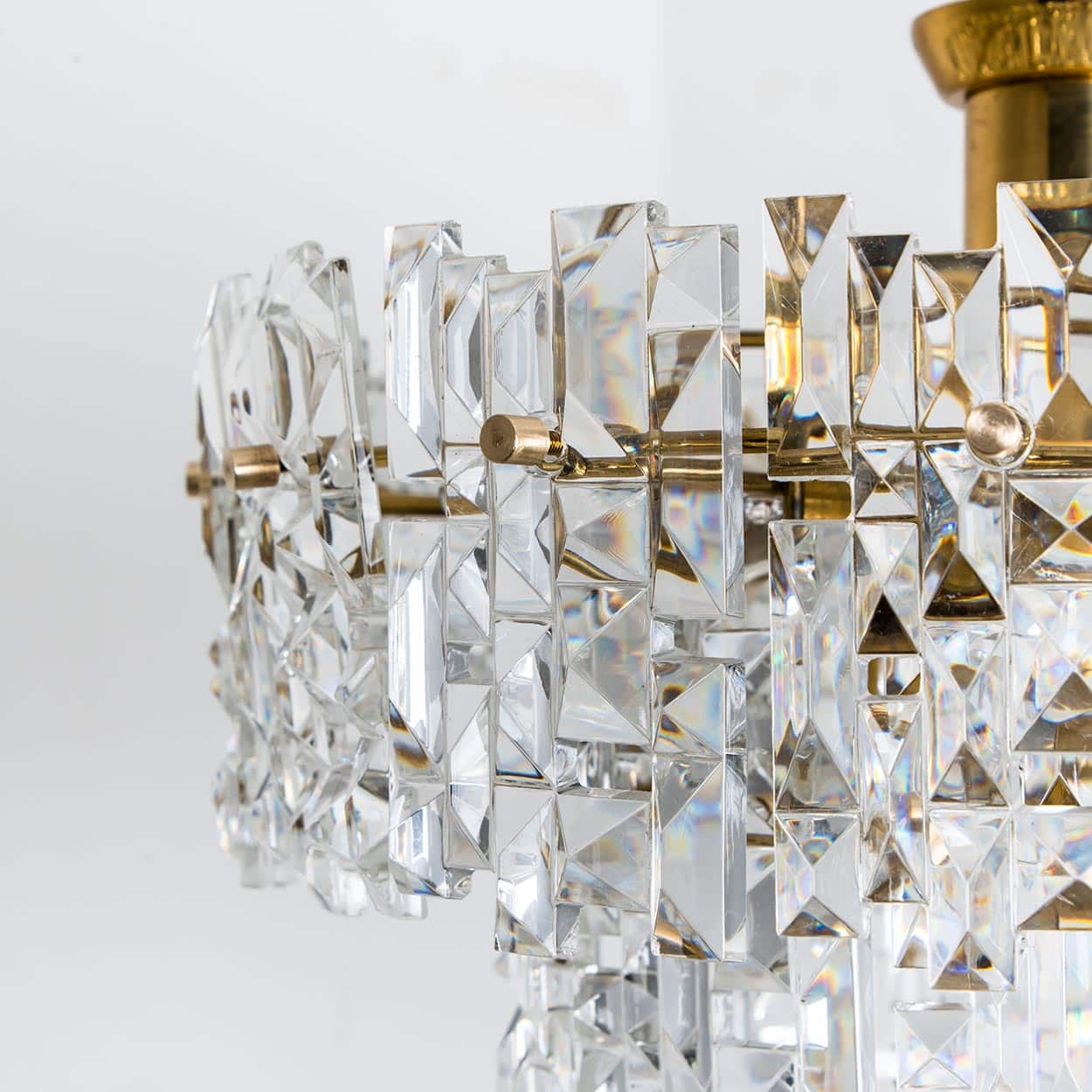Spectactular Brass and Crystal Kinkeldey Pendant Light, 1970