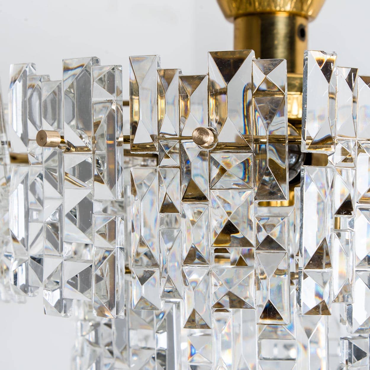 Spectactular Brass and Crystal Kinkeldey Pendant Light, 1970