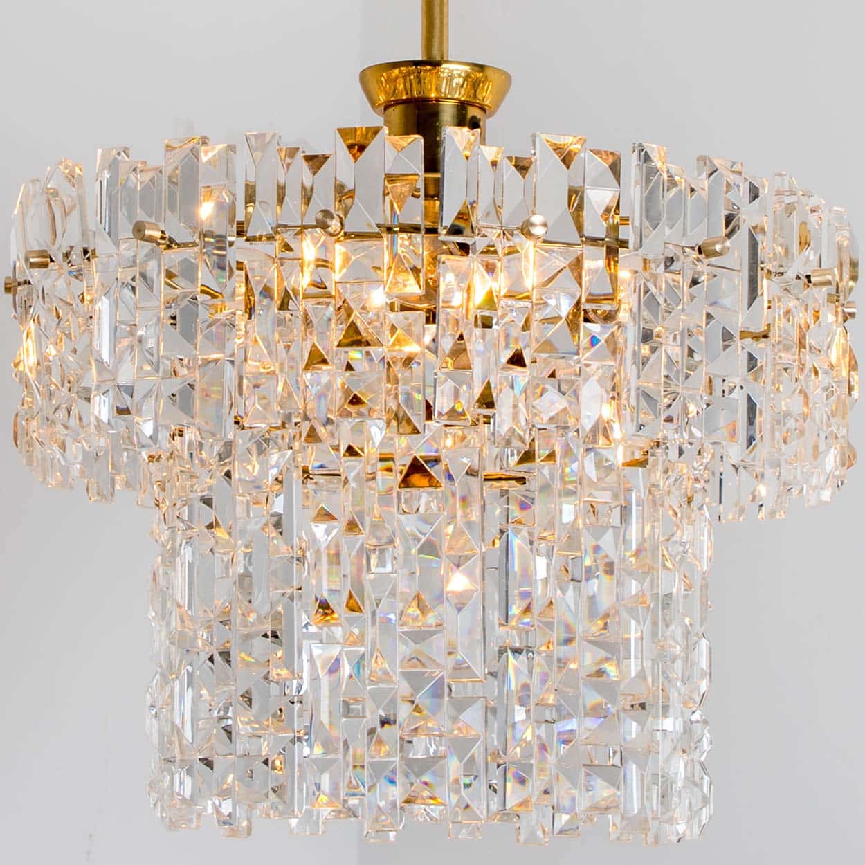 Spectactular Brass and Crystal Kinkeldey Pendant Light, 1970