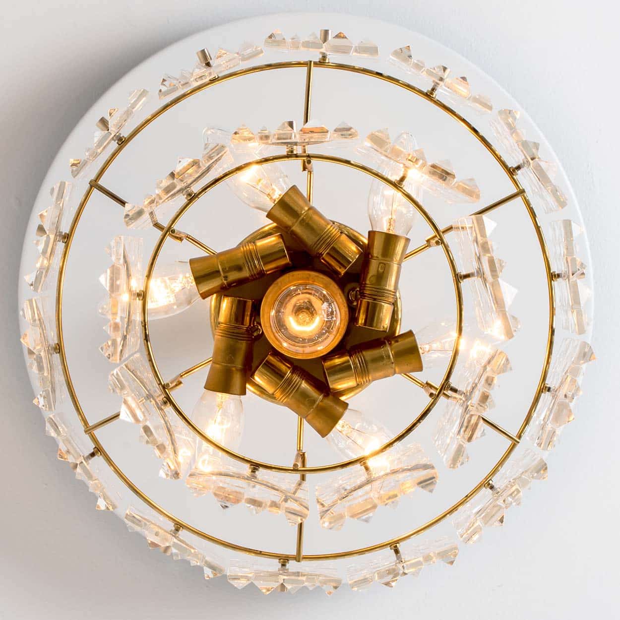 Spectactular Brass and Crystal Kinkeldey Pendant Light, 1970