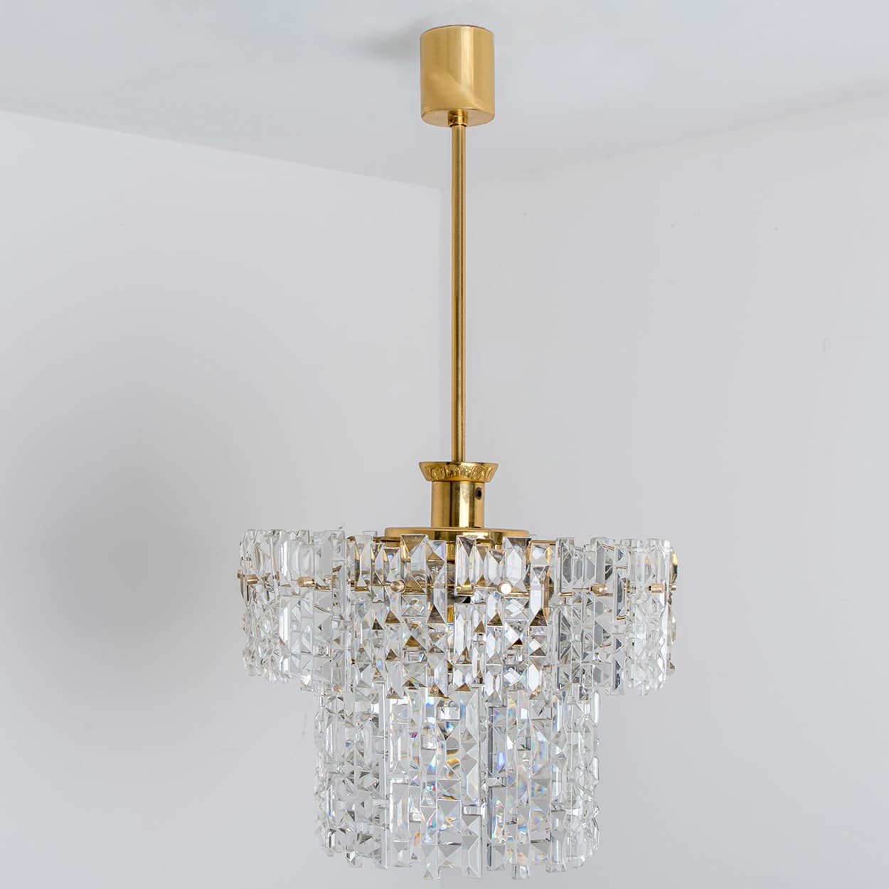 Spectactular Brass and Crystal Kinkeldey Pendant Light, 1970