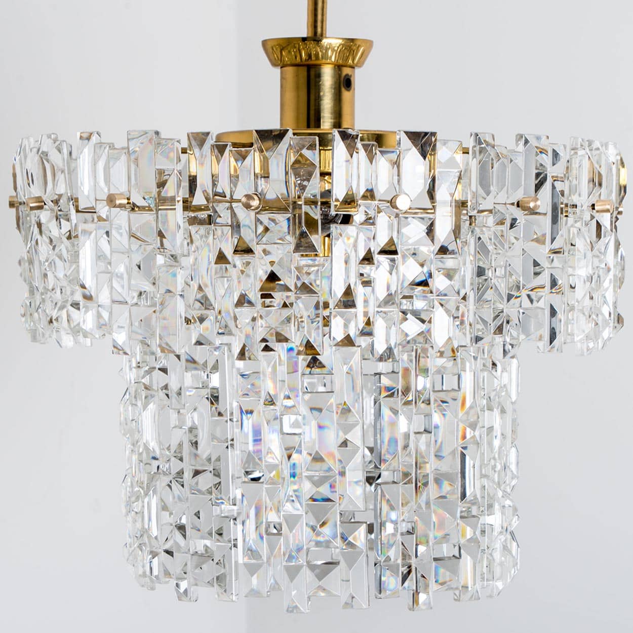 Spectactular Brass and Crystal Kinkeldey Pendant Light, 1970