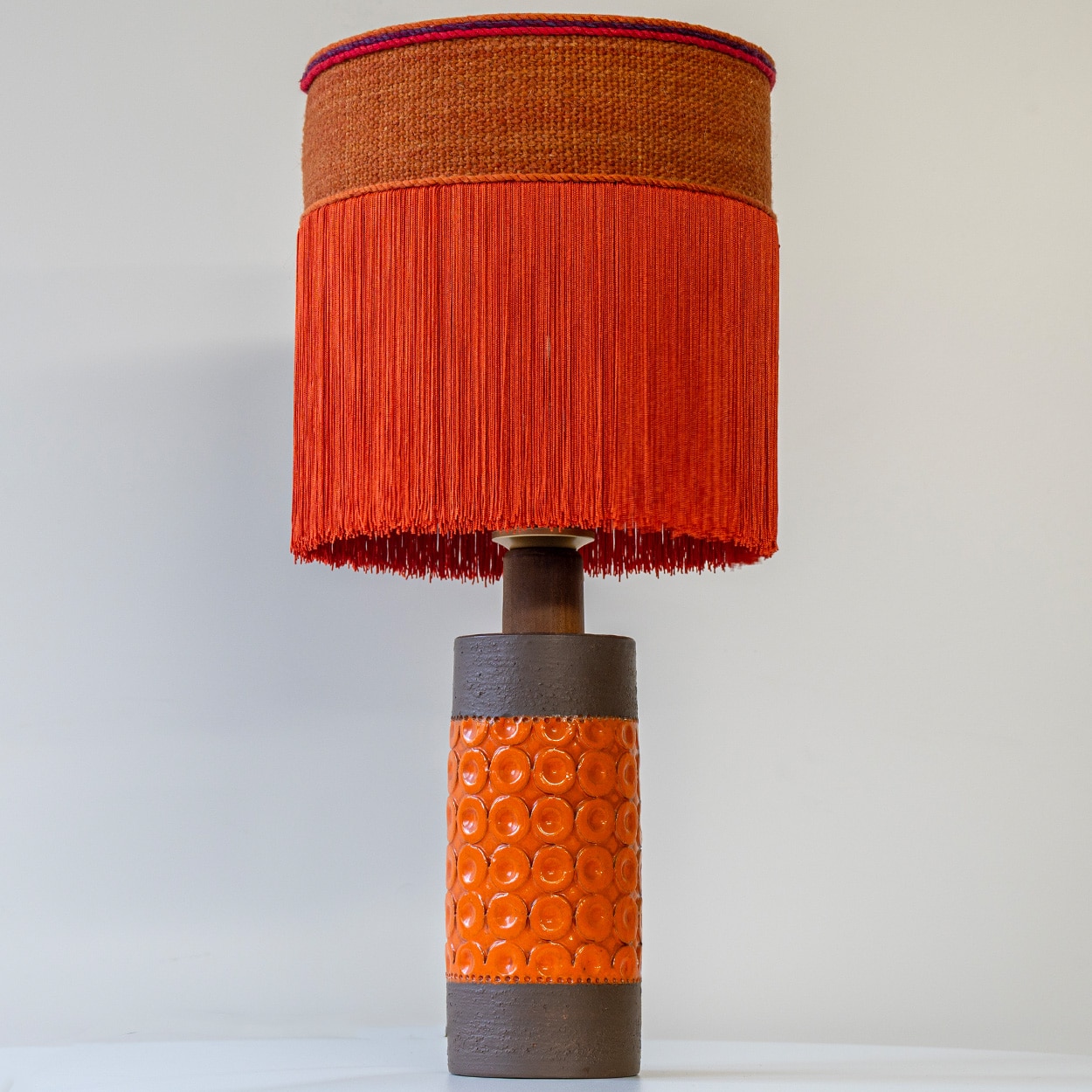 1 of the 2 Bitossi Orange Brown Ceramic Table Lamps, Orange Shade by R. Houben