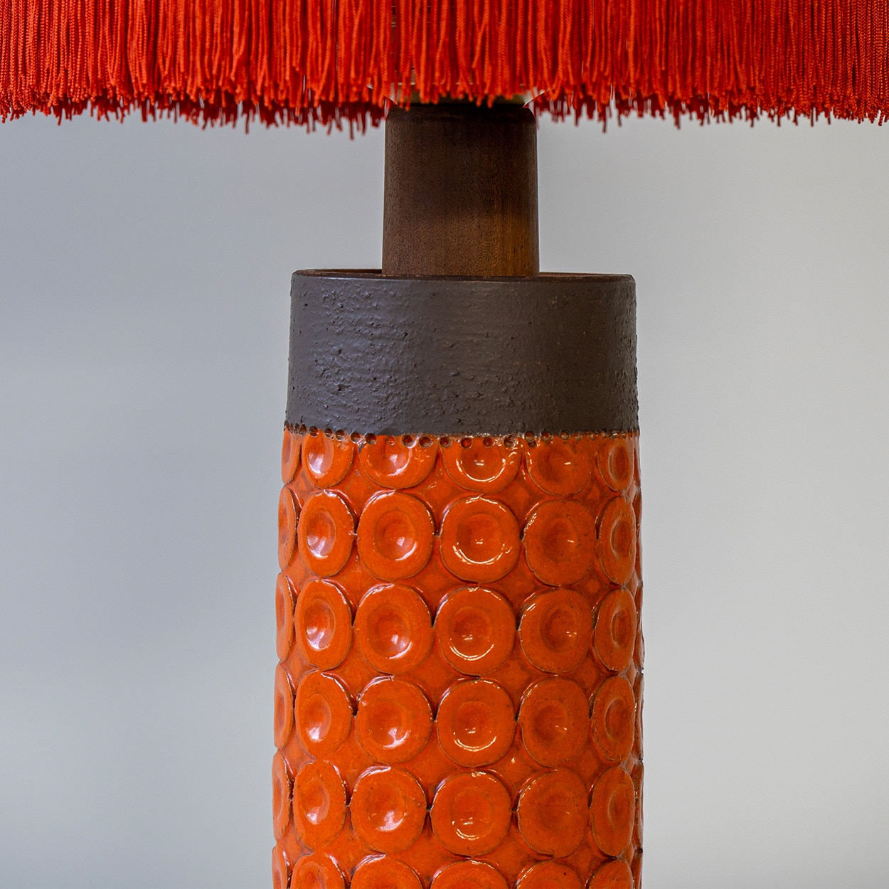 1 of the 2 Bitossi Orange Brown Ceramic Table Lamps, Orange Shade by R. Houben