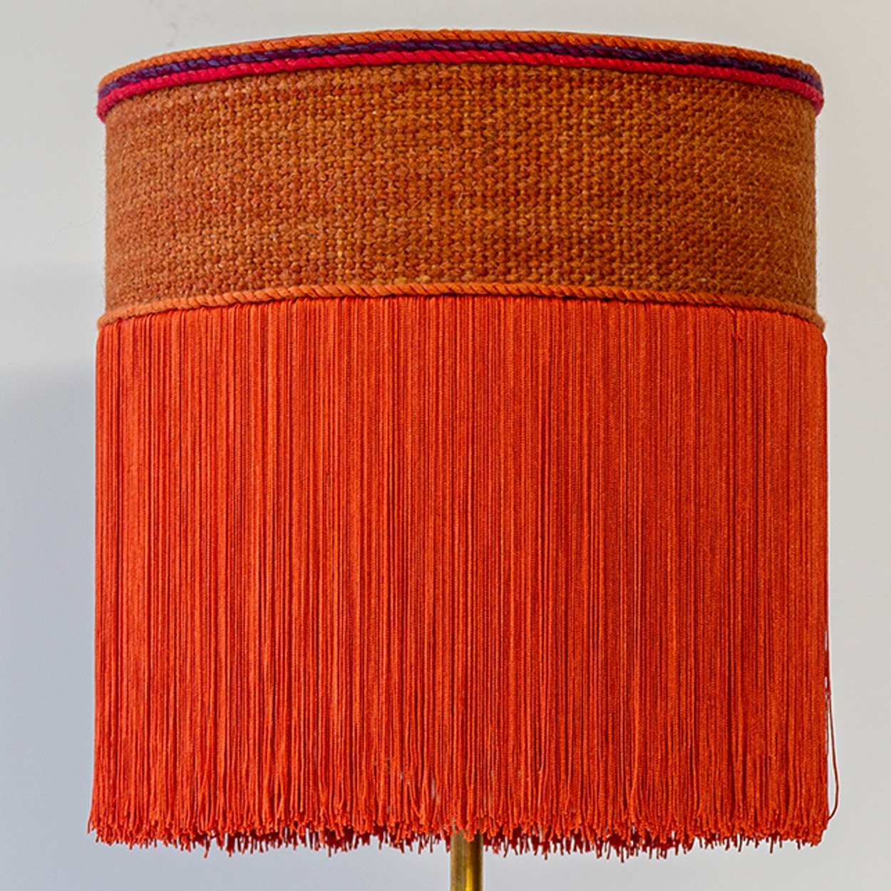 Red Black Ceramic Table Lamp, Custom Orange Lampshade by R. Houben