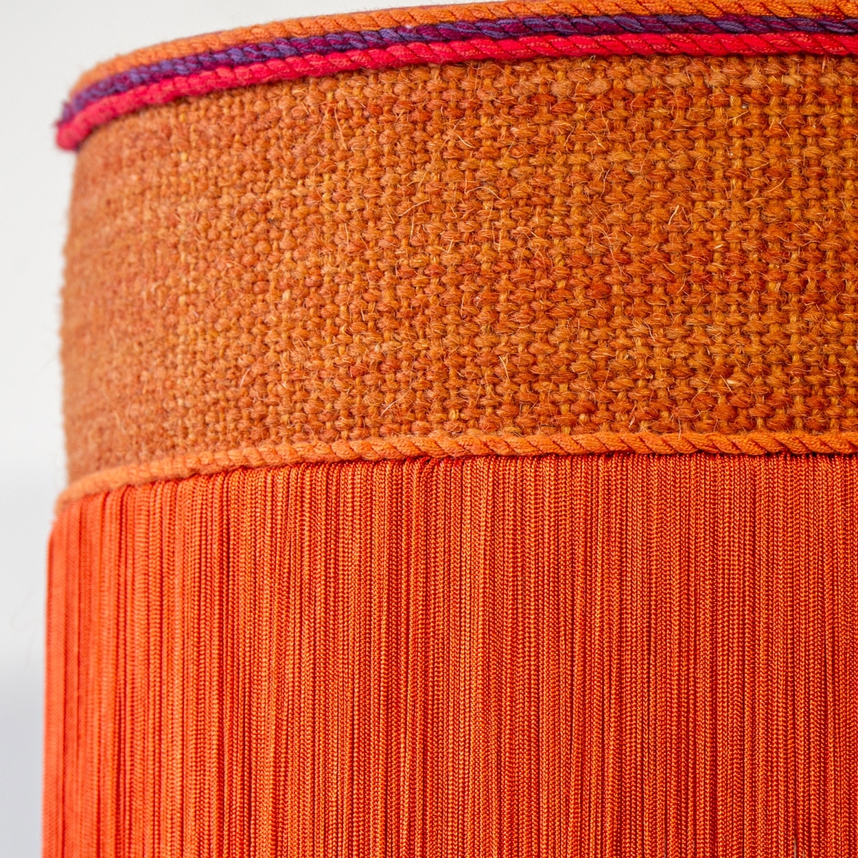 Red Black Ceramic Table Lamp, Custom Orange Lampshade by R. Houben