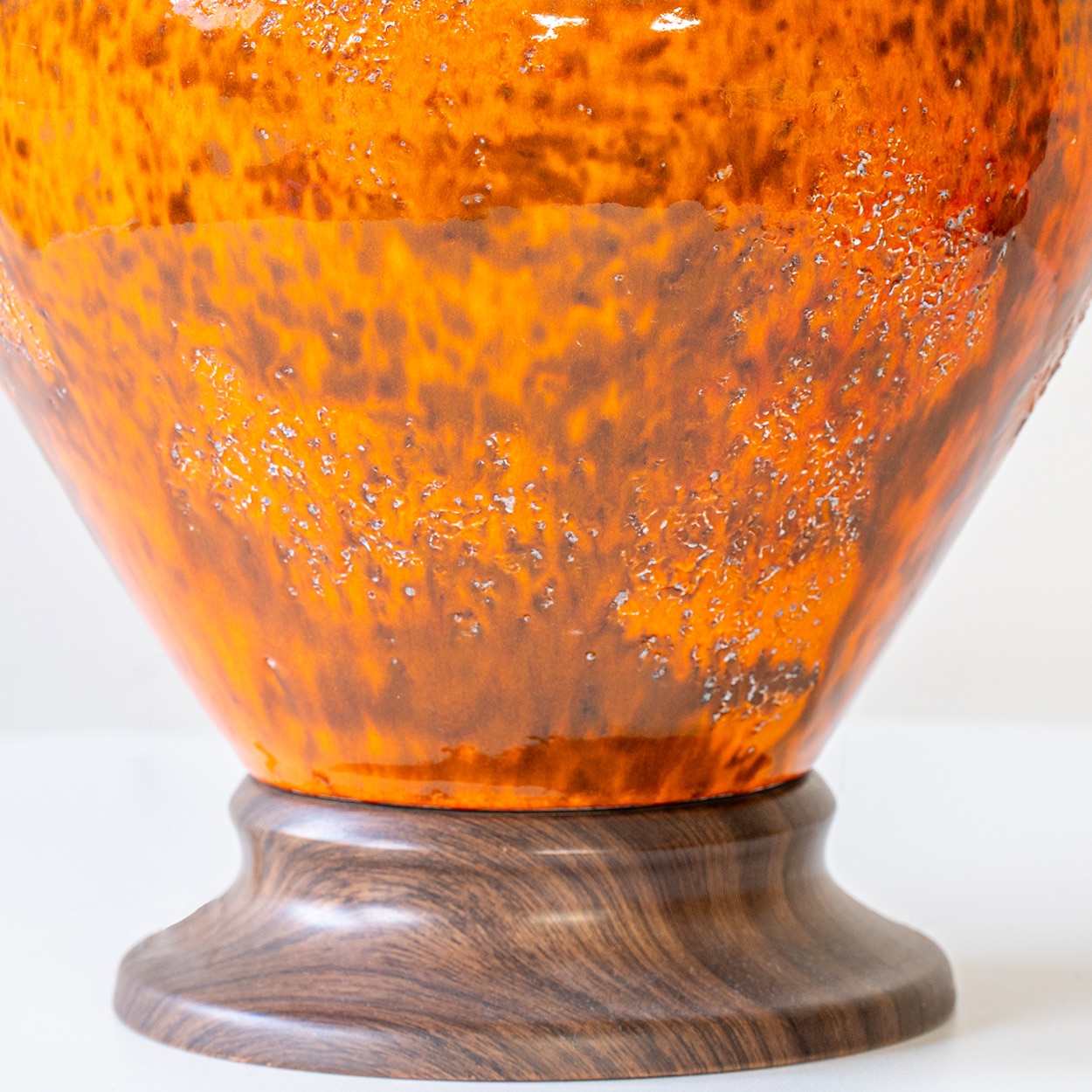 1of the 5 Orange Red Glazed Ceramic Floor Table Lamps, Custom Shade by R. Houben