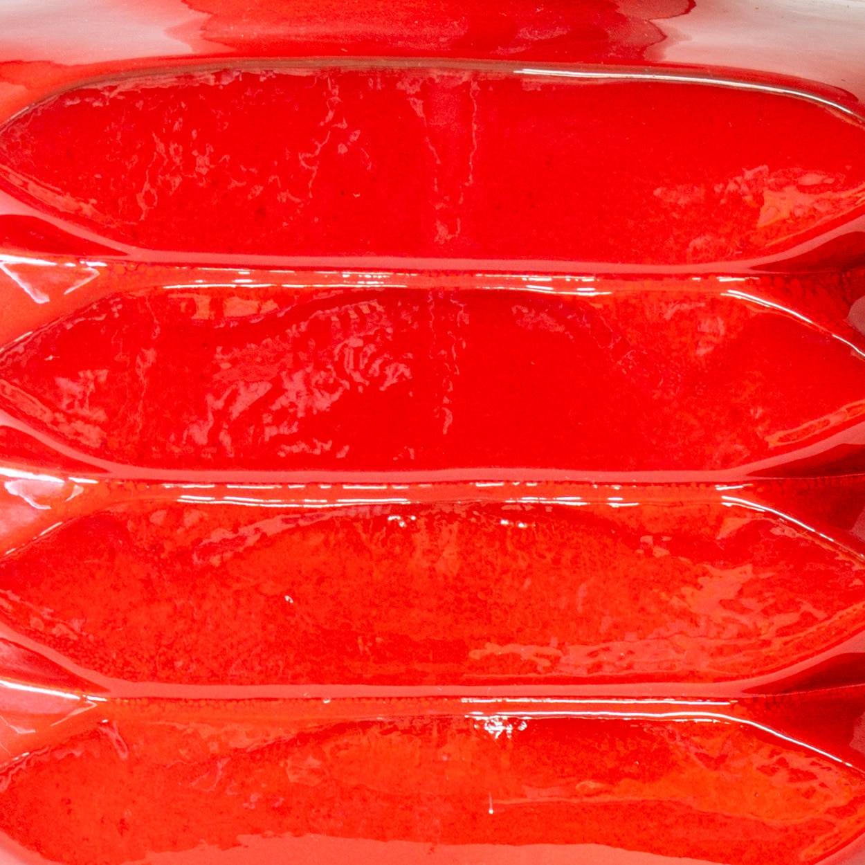 Orange Red Glazed Ceramic Table Lamp, Custom Made Lampshade by R. Houben