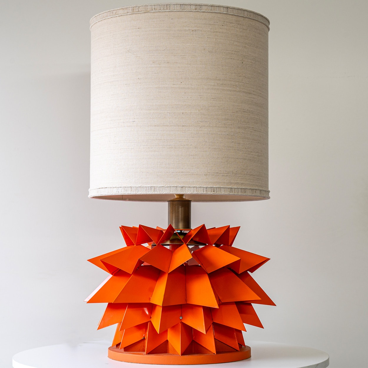 Holm & Andersen Sculptural Orange Table Lamp, Custom Made Lampshade by R. Houben