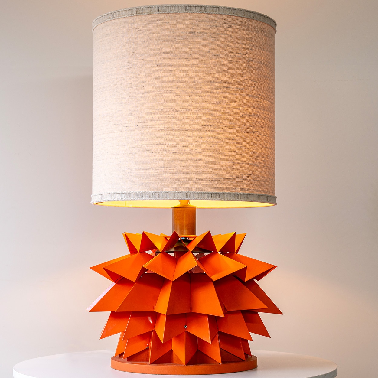 Holm & Andersen Sculptural Orange Table Lamp, Custom Made Lampshade by R. Houben