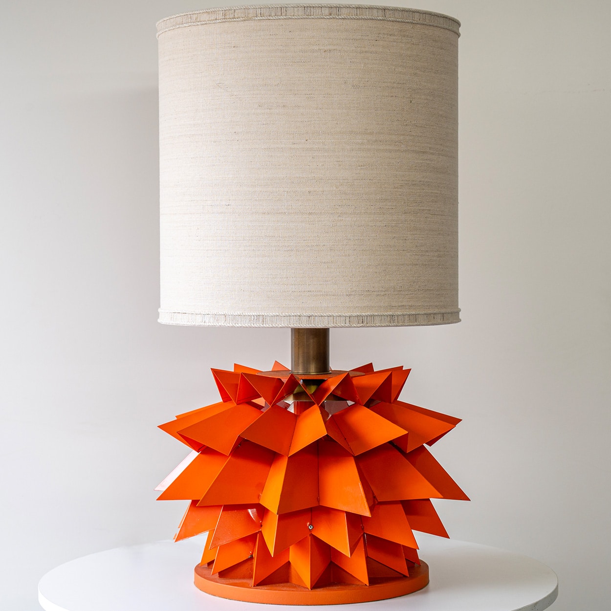 Holm & Andersen Sculptural Orange Table Lamp, Custom Made Lampshade by R. Houben