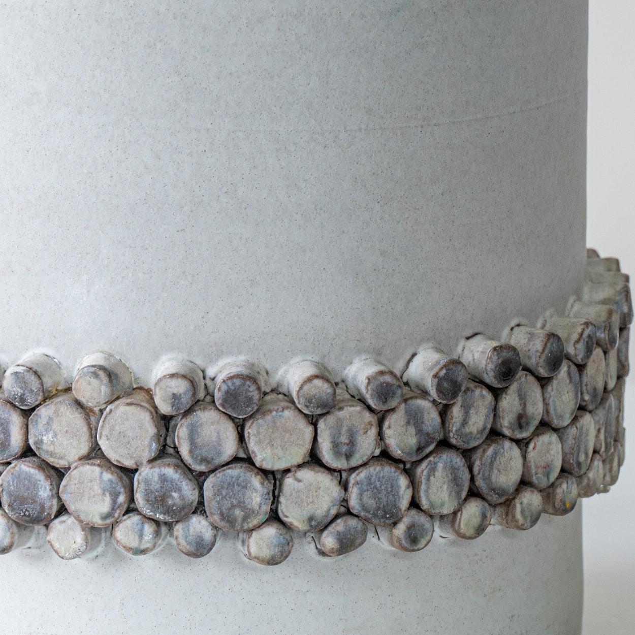 XL Ceramic Floor Lamp Glass Pebble Bands, Gray Custom Lampshade by R. Houben