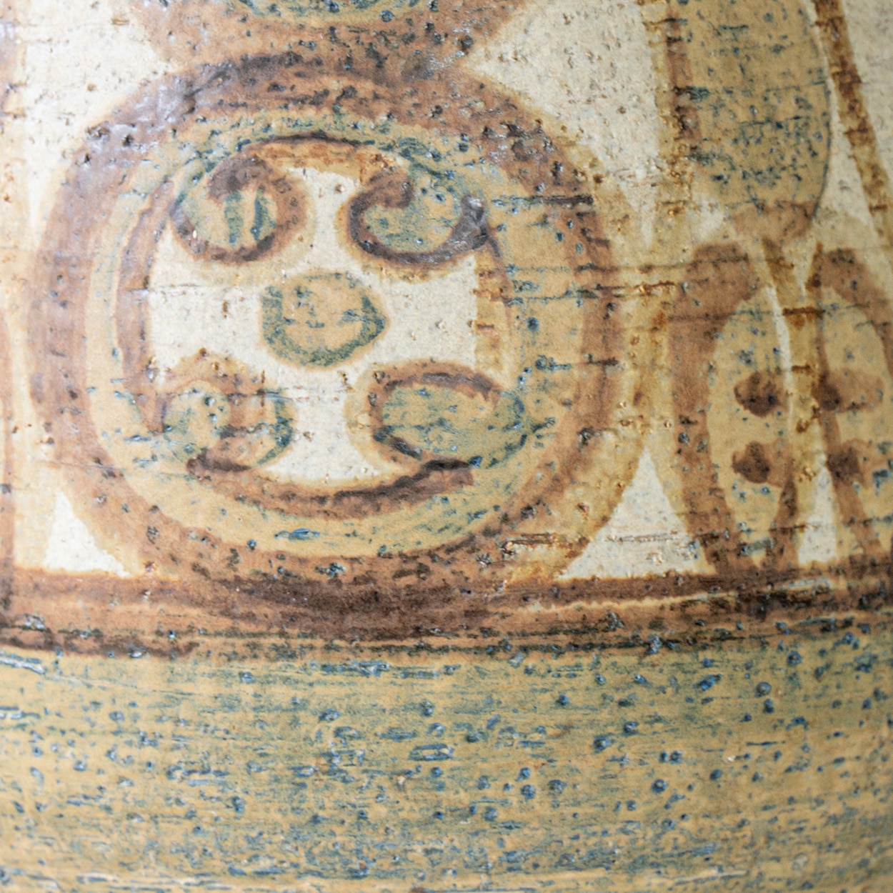 1 of the 3 Green Brown Ceramic Lamps with Custom Lampshades by R. Houben