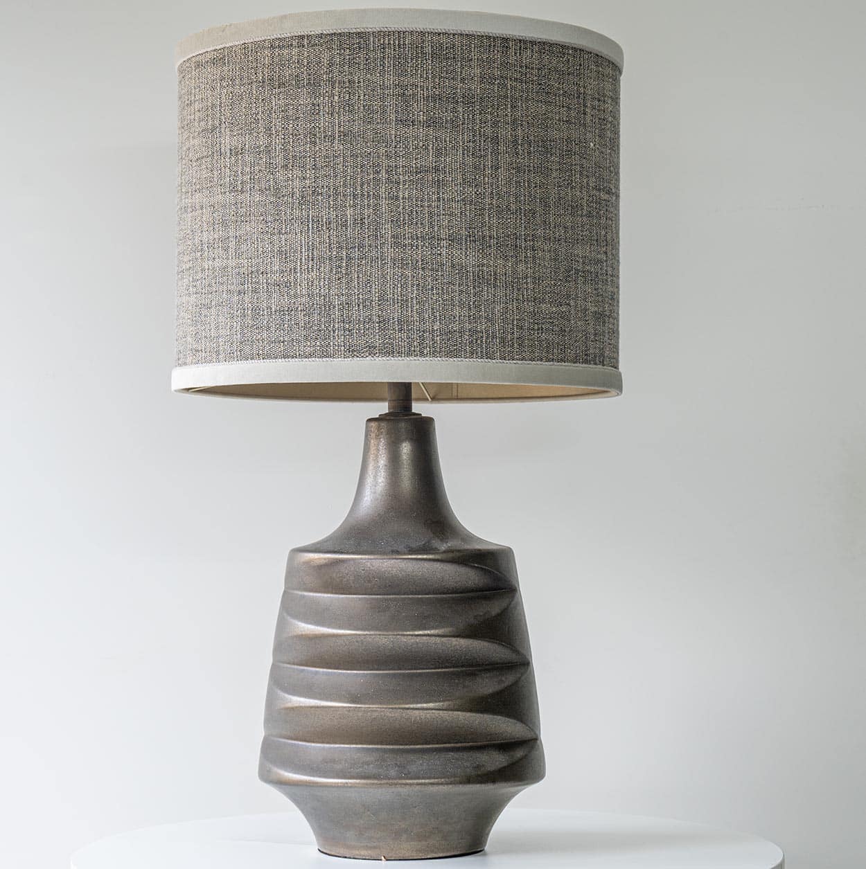 XL Warm Gray Metallic Lamp, Gray Custom Lampshade by R. Houben