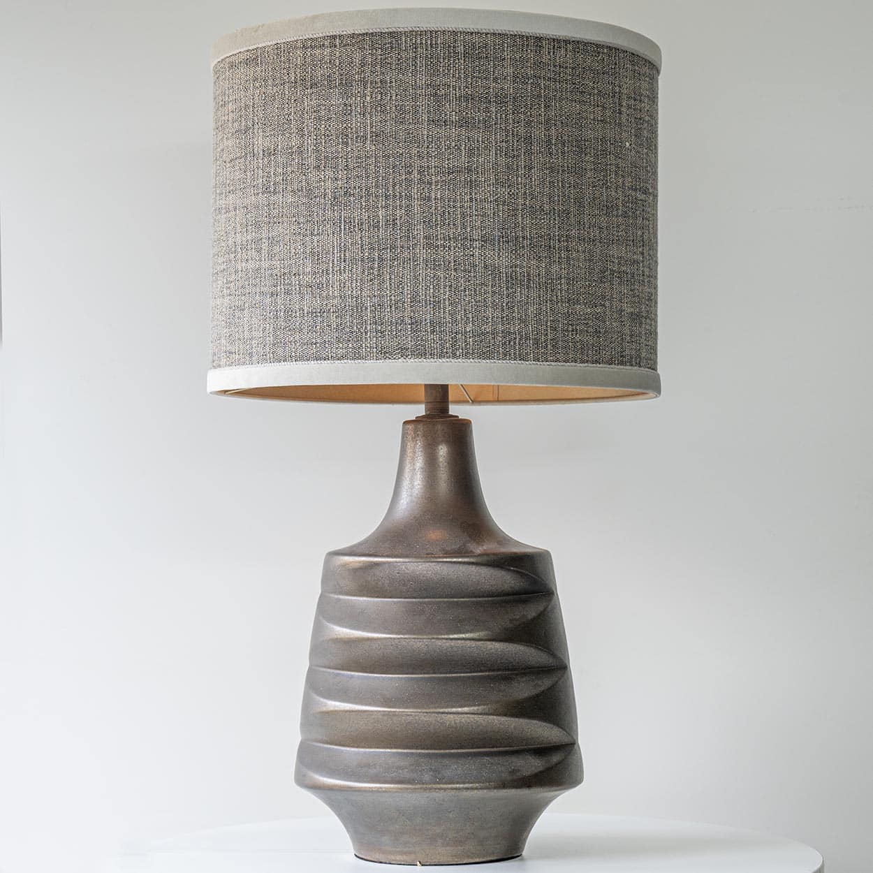 XL Warm Gray Metallic Lamp, Gray Custom Lampshade by R. Houben