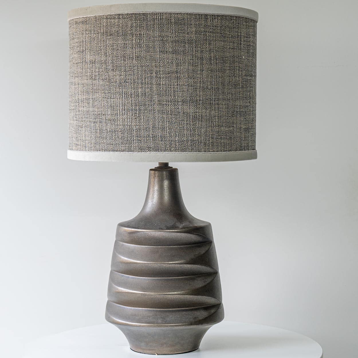 XL Warm Gray Metallic Lamp, Gray Custom Lampshade by R. Houben