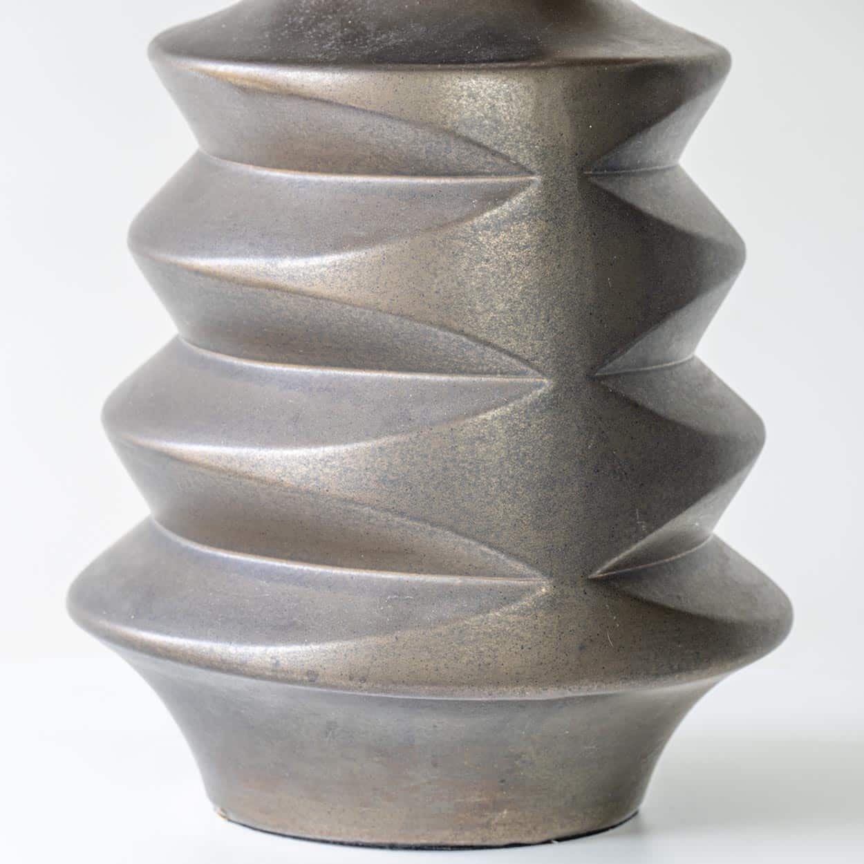 1 of the 3 XXL White Gray Ceramic Lamps with Custom Lampshade by R. Houben