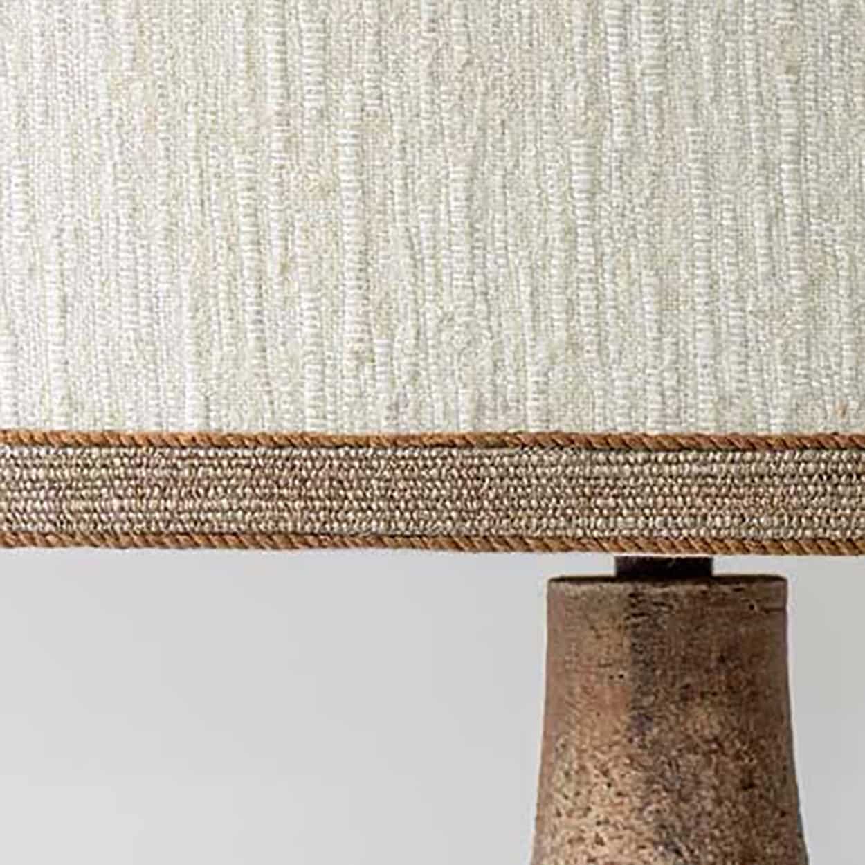 XL Ceramic Terracotta Floor Lamp, Neutral Custom Lampshade by R. Houben