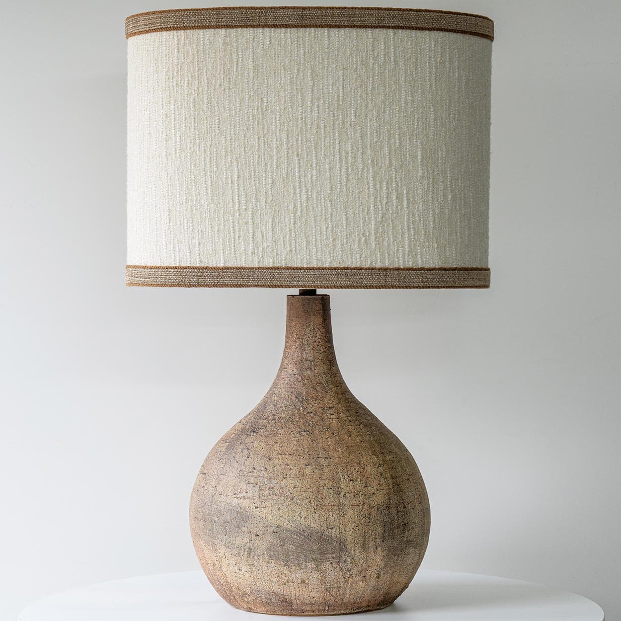 1 of the 3 Green Brown Ceramic Lamps with Custom Lampshades by R. Houben
