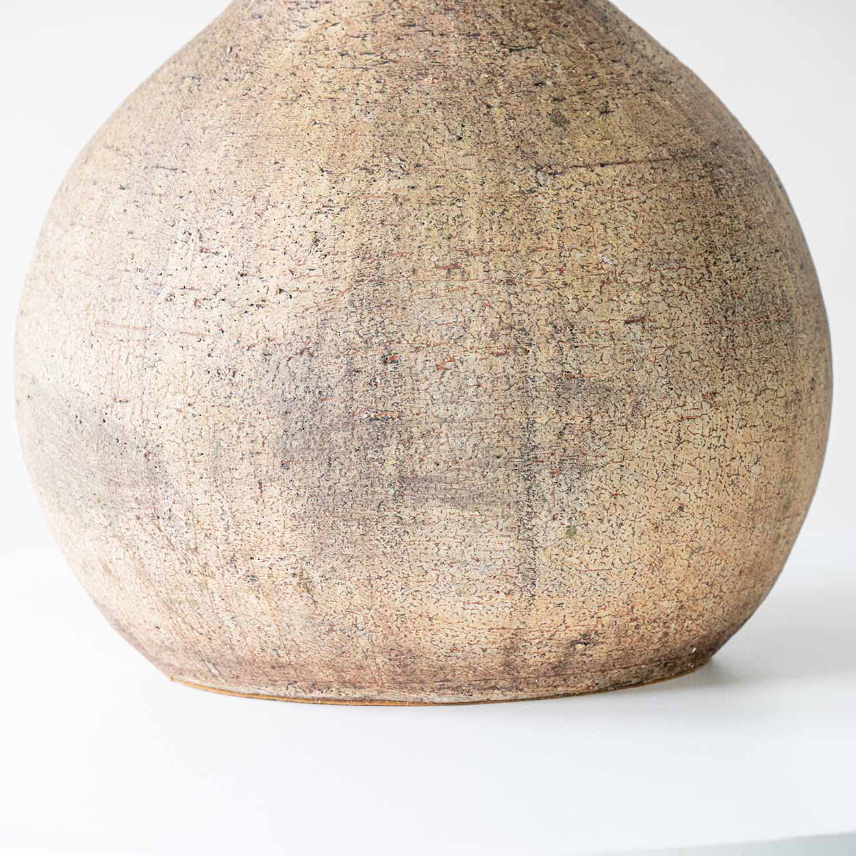 XL Ceramic Terracotta Floor Lamp, Neutral Custom Lampshade by R. Houben