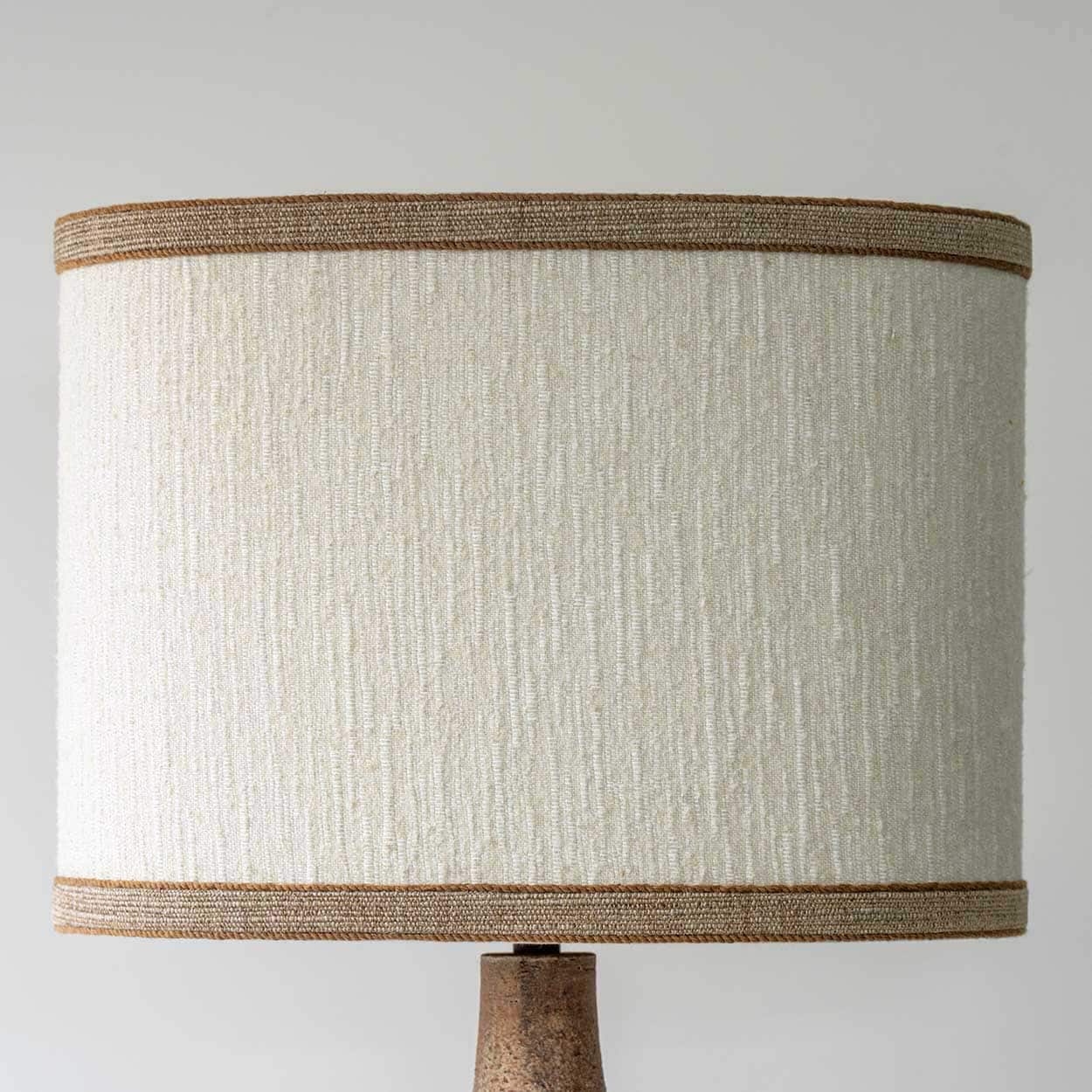 XL Ceramic Terracotta Floor Lamp, Neutral Custom Lampshade by R. Houben
