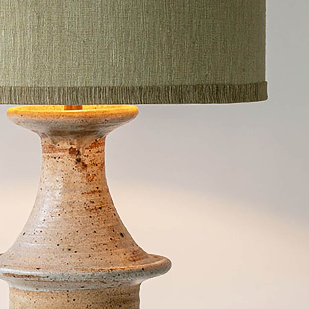 XL Ceramic Greige Terracotta Floor Lamp, Neutral Custom Lampshade by R. Houben