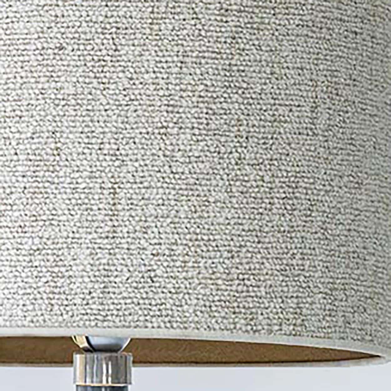 Metallic Look Ceramic Table Lamp, Custom Made Bouclé Lampshade by R. Houben