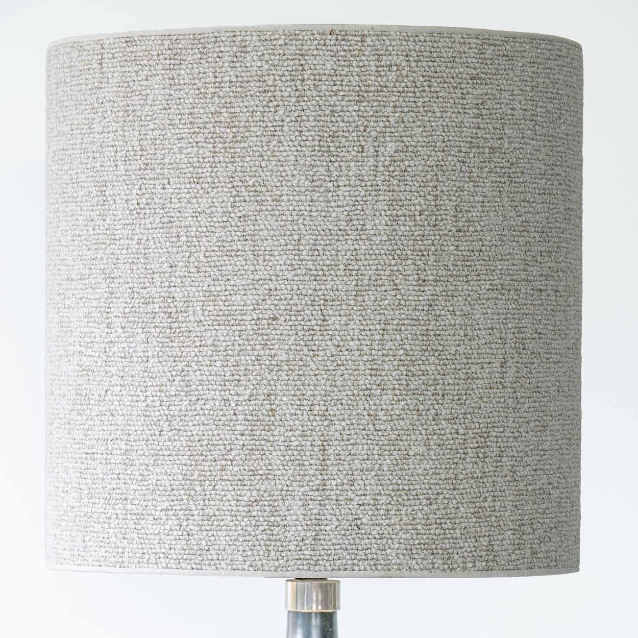 Metallic Look Ceramic Table Lamp, Custom Made Bouclé Lampshade by R. Houben