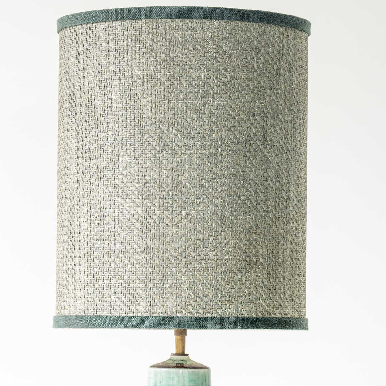 Conical Green Ceramic Table Lamp Berndt Friberg, Custom Lampshade by R. Houben