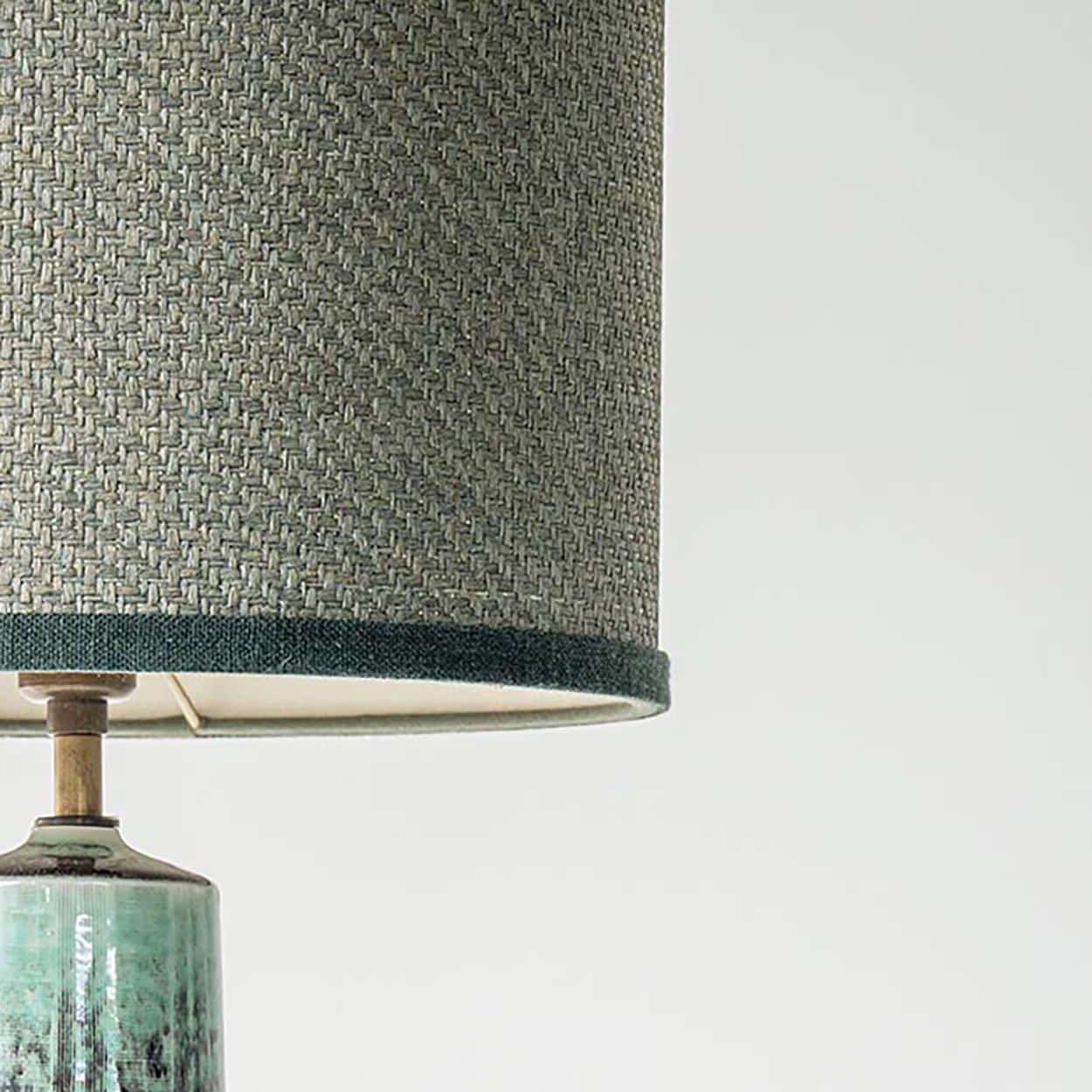 Conical Green Ceramic Table Lamp Berndt Friberg, Custom Lampshade by R. Houben