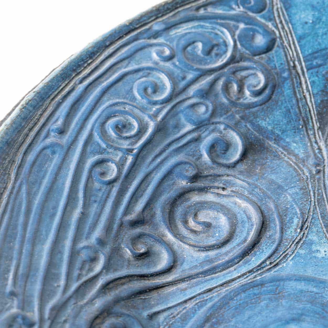 Round Decorative Ceramic Plate, Turquoise Blue Design from Denmark, 1960s