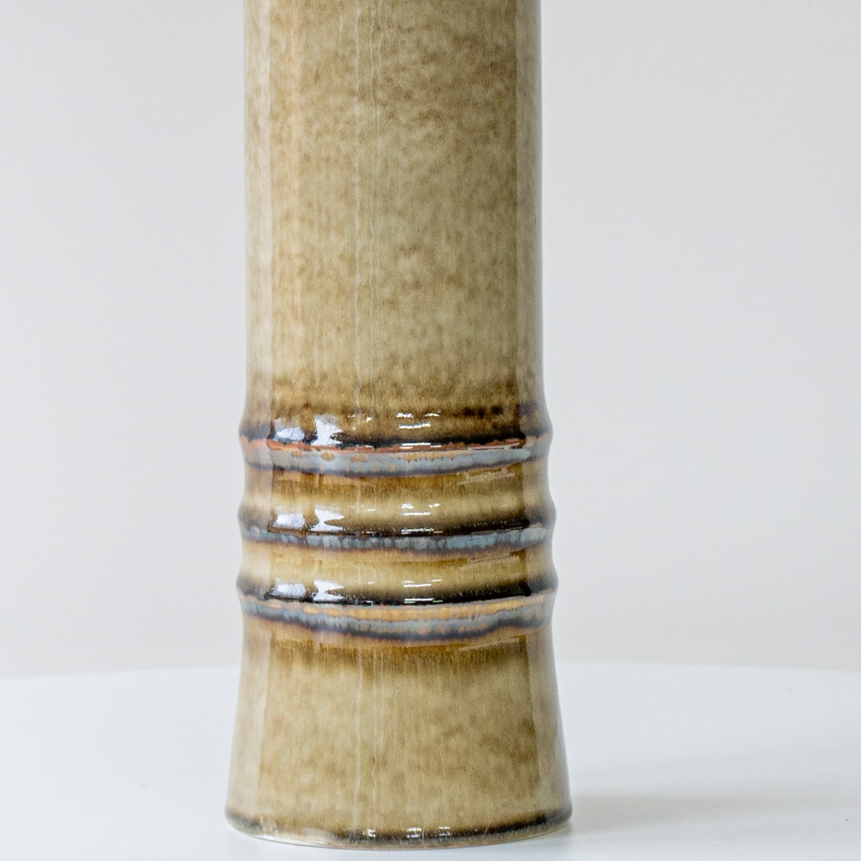 Ceramic Sand Table Lamp, Neutral Custom Lampshade by R. Houben