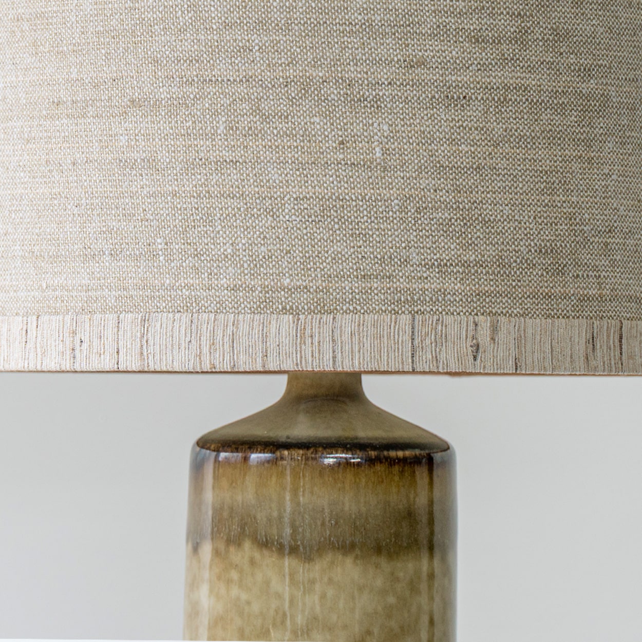 Ceramic Sand Table Lamp, Neutral Custom Lampshade by R. Houben