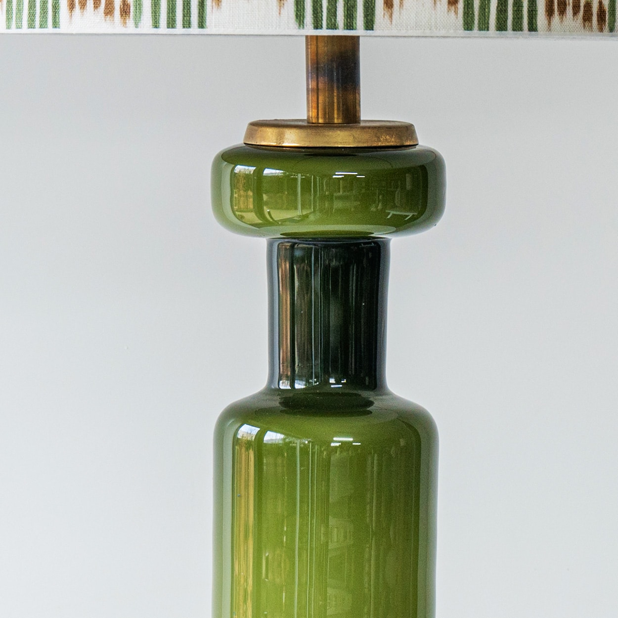 Green Cylindrical Ceramic Lamp, Custom Multicolor Lampshade by R. Houben