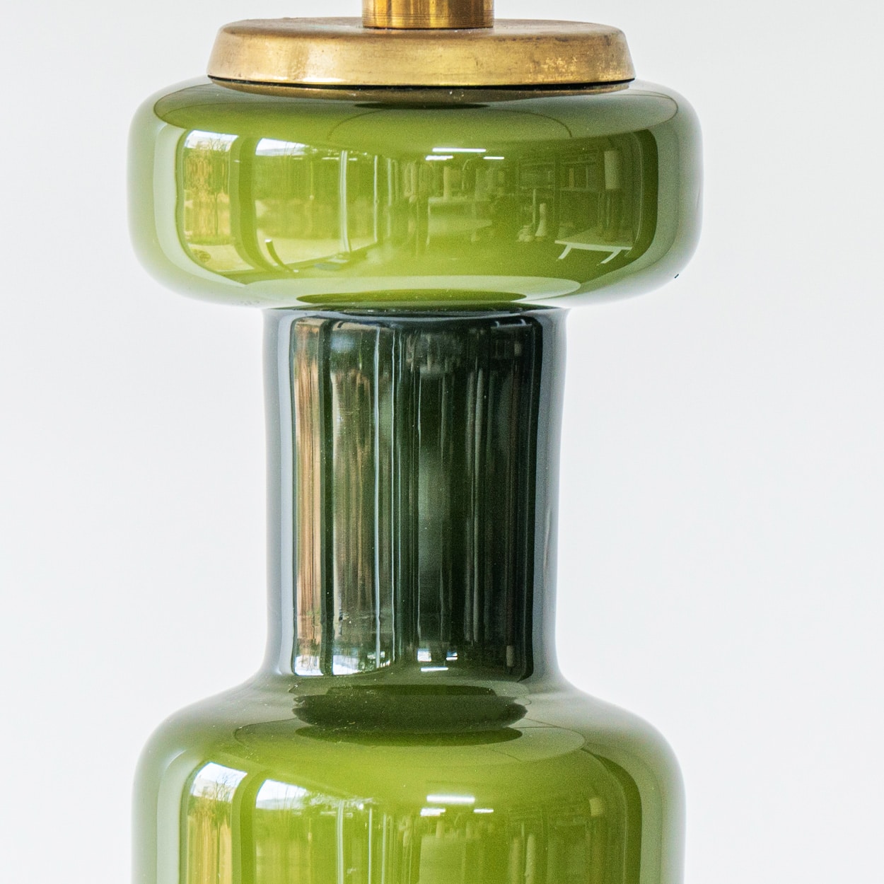 Green Cylindrical Ceramic Lamp, Custom Multicolor Lampshade by R. Houben