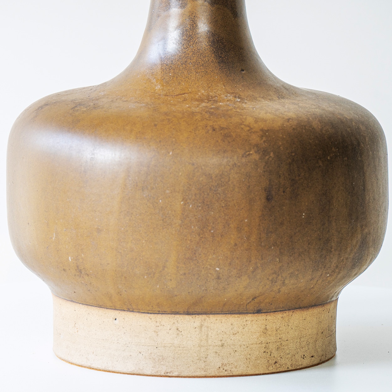Large Brown Tones Ceramic Lamp, Neutral Custom Lampshade by R. Houben