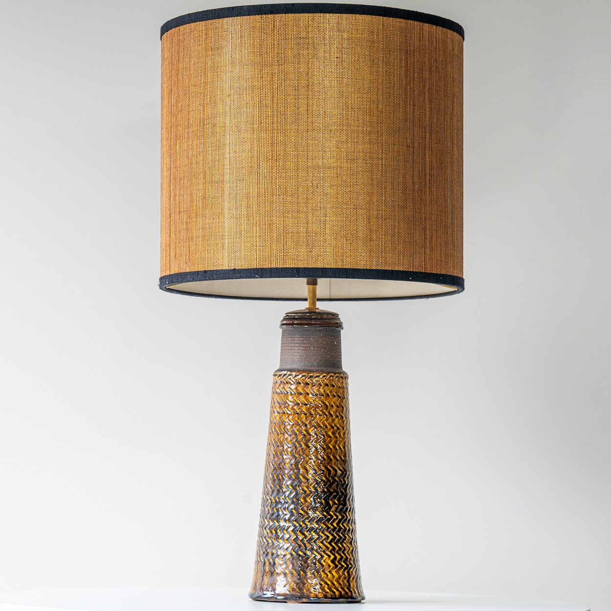Kähler Tapered Ceramic Lamp, Ochre Custom Lampshade by R. Houben