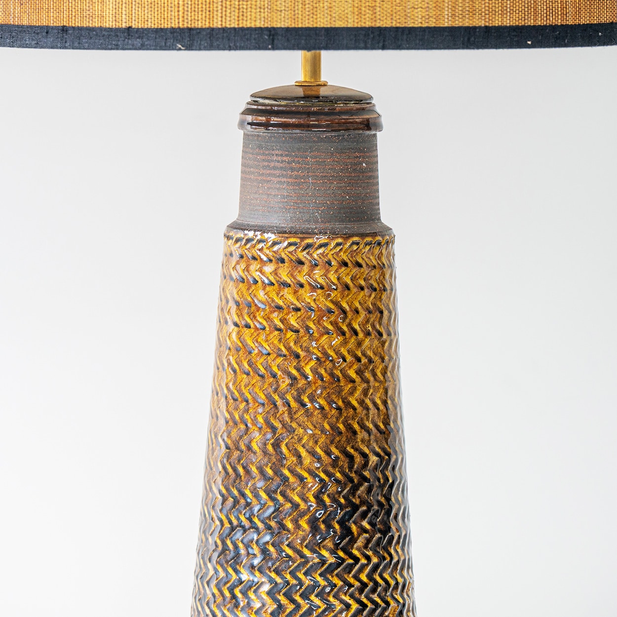 Kähler Tapered Ceramic Lamp, Ochre Custom Lampshade by R. Houben