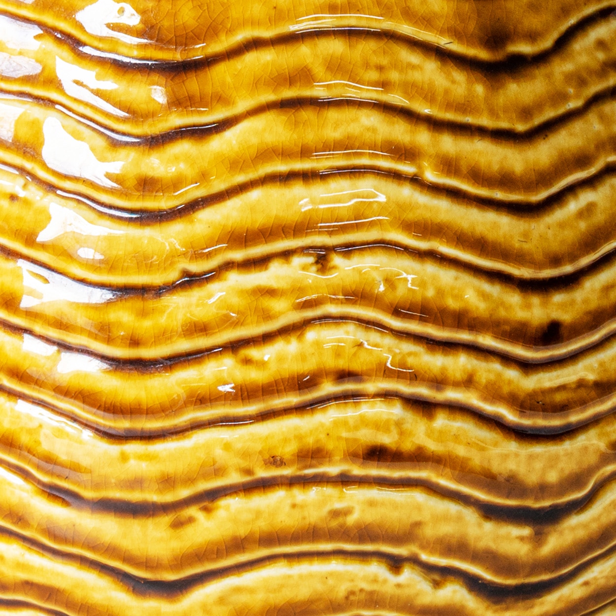 Gunnar Nylund Wave Ceramic Lamp, Beige Custom Lampshade by R. Houben