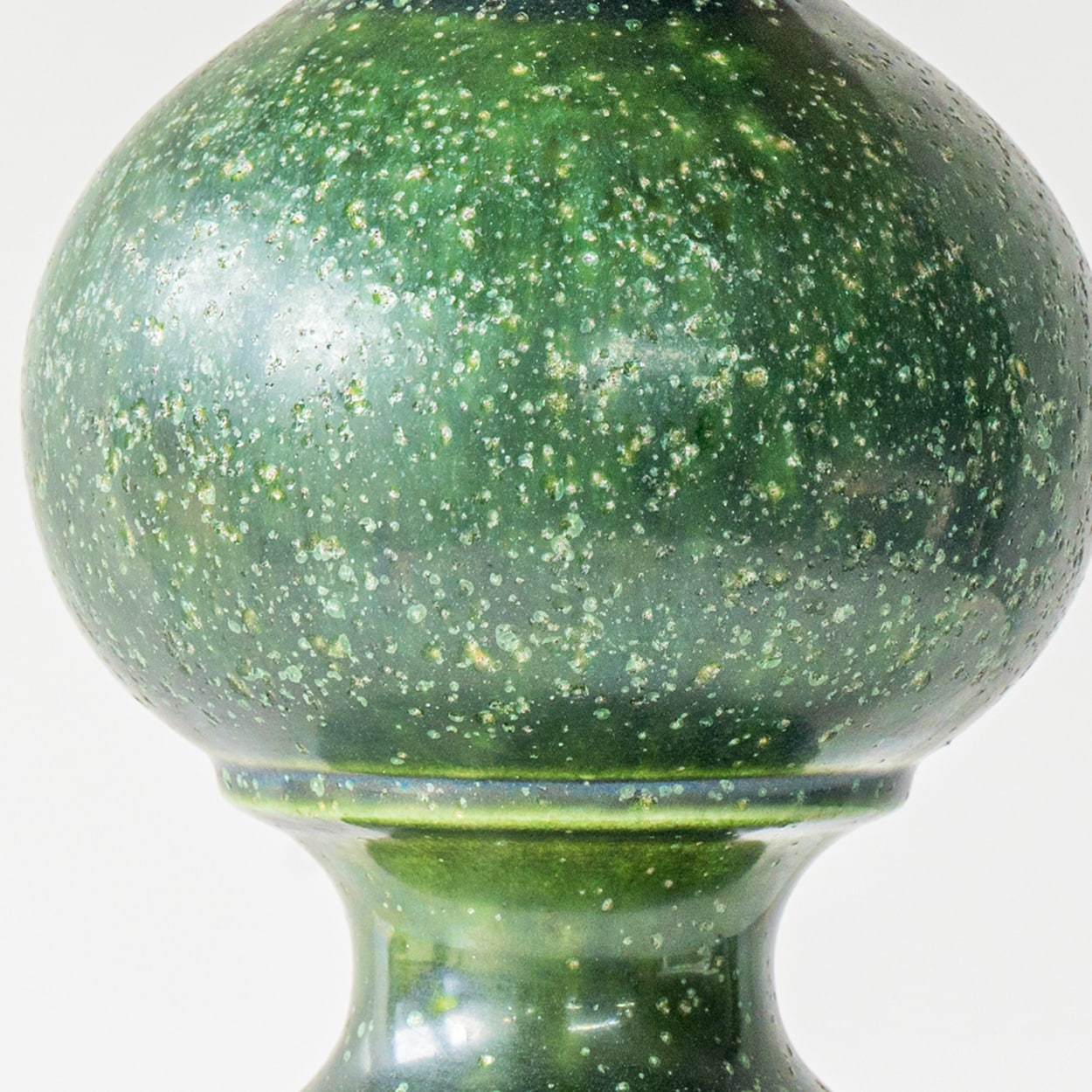 1 of the 2 Kaiser Green Curved Ceramic Lamp, Custom Silk Lampshade by R. Houben